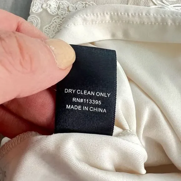 Ark & Co Women's Lace Fringe Cream Chiffon Sleeveless Mini Shift Dress Size S - Picture 13 of 14